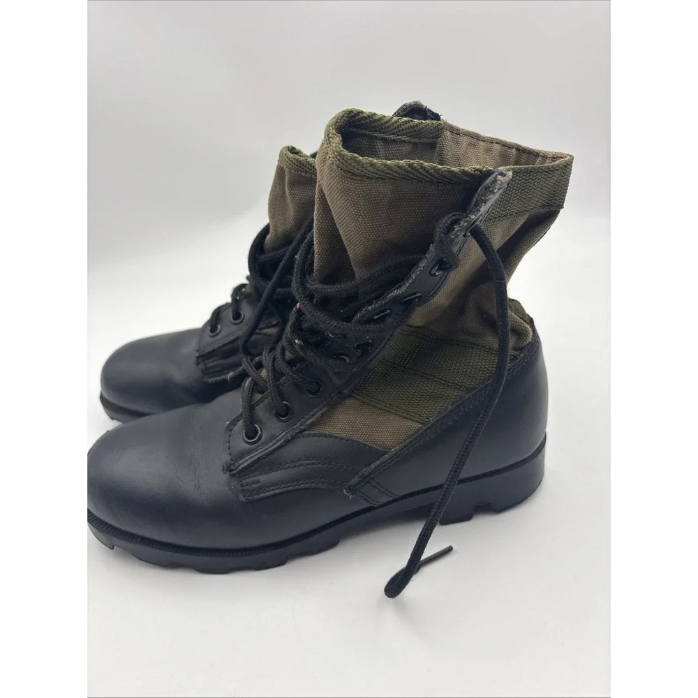 Rothco Military Jungle Boots Mens Combat Black Leather Olive Canvas 7R